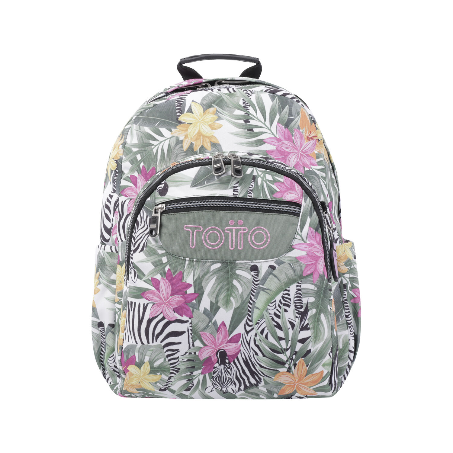 Mochila escolar tropical cebras Acuarela Verde Totto.es