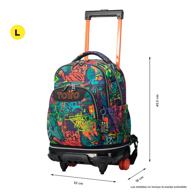 Mochila escolar ruedas desmontable graffiti - Tiza image number null