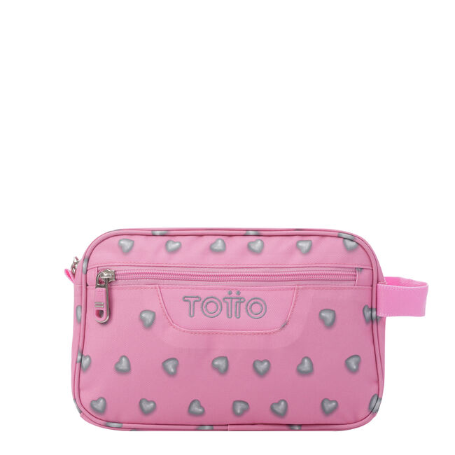 Estuche escolar dos compartimentos corazones rosas - Plastilina