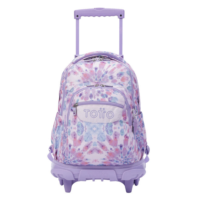 Mochila escolar con ruedas rosa tye dye - Renglones Rosa | Totto.es