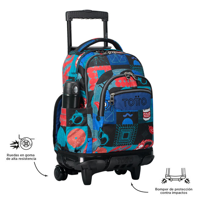 Mochila escolar con ruedas cyber monstruos - Renglones image number null