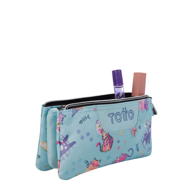 escolar tres compartimentos azul y gatitos - Tablero - Azul | Totto.es