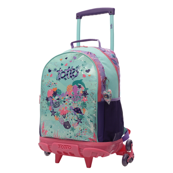 Mochila escolar con 3 ruedas Confetti Happy Morado Totto.es