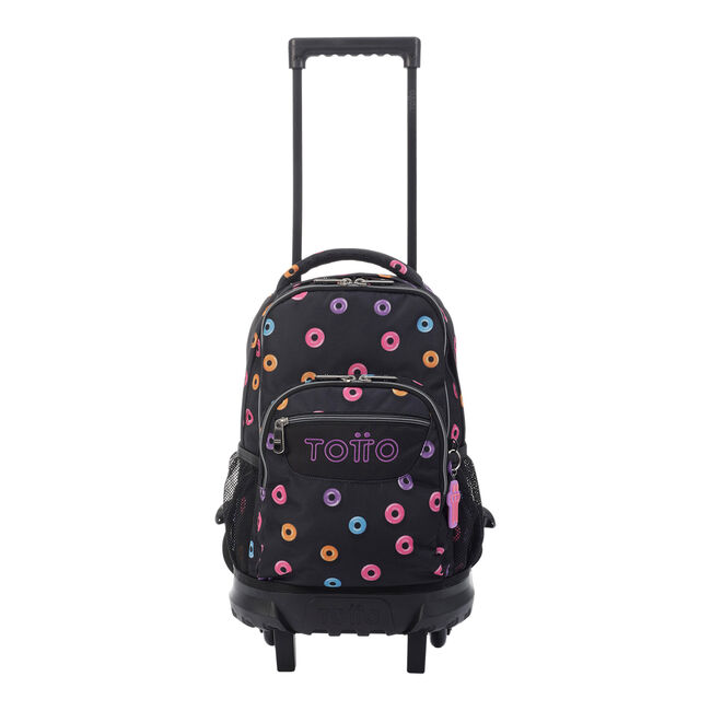 Mochila escolar pequeña ruedas donuts - Negro Totto.es