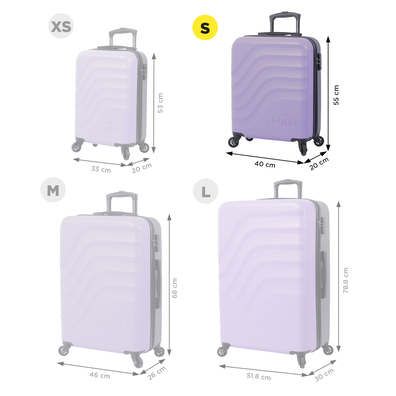 Maleta trolley cabina color morado Bazy Morado Totto.es