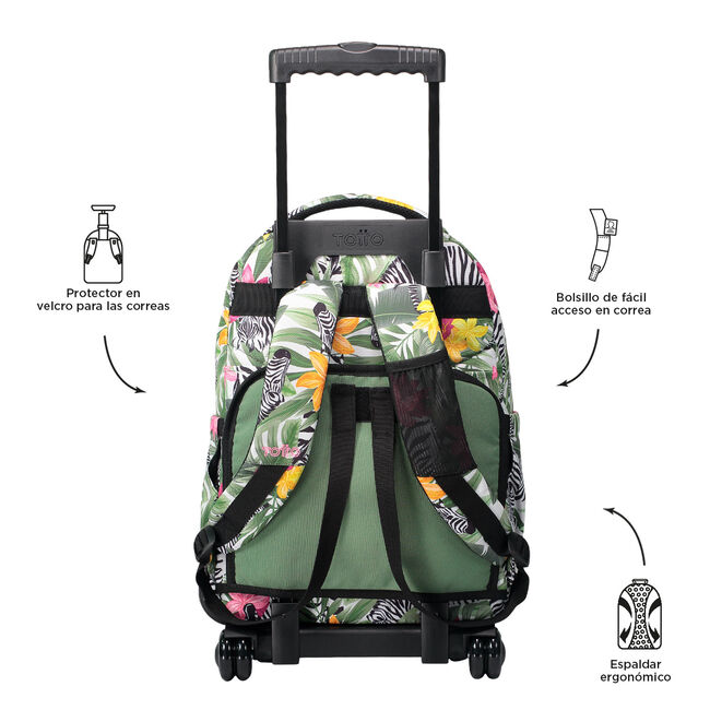 Mochila escolar con ruedas tropical cebras - Renglones image number null