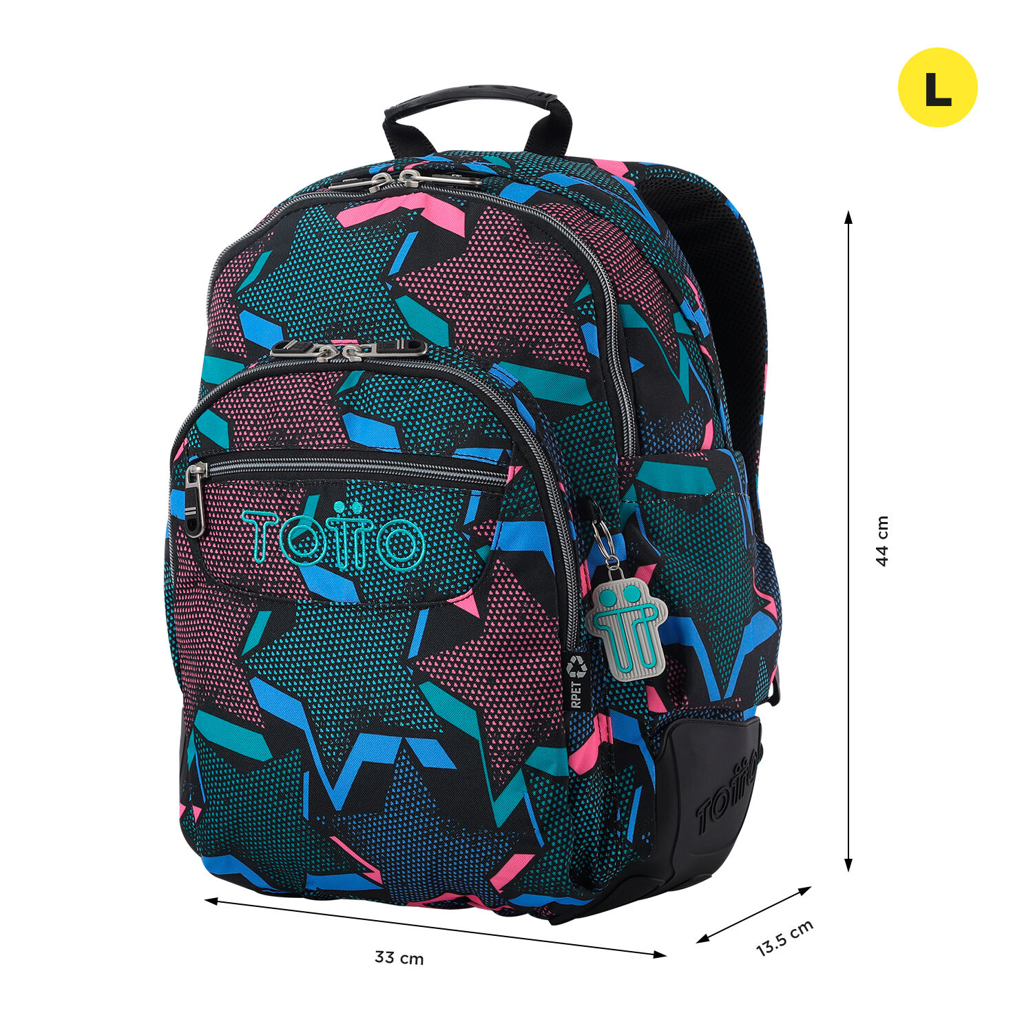 Mochila escolar eco friendly Lety Black Rayol Negro Totto.es