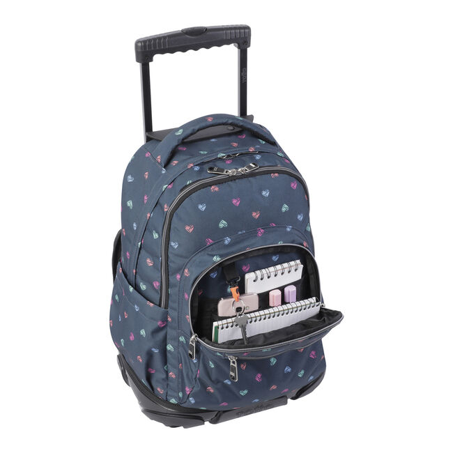 Mochila escolar con ruedas estampado corazones - Renglones image number null