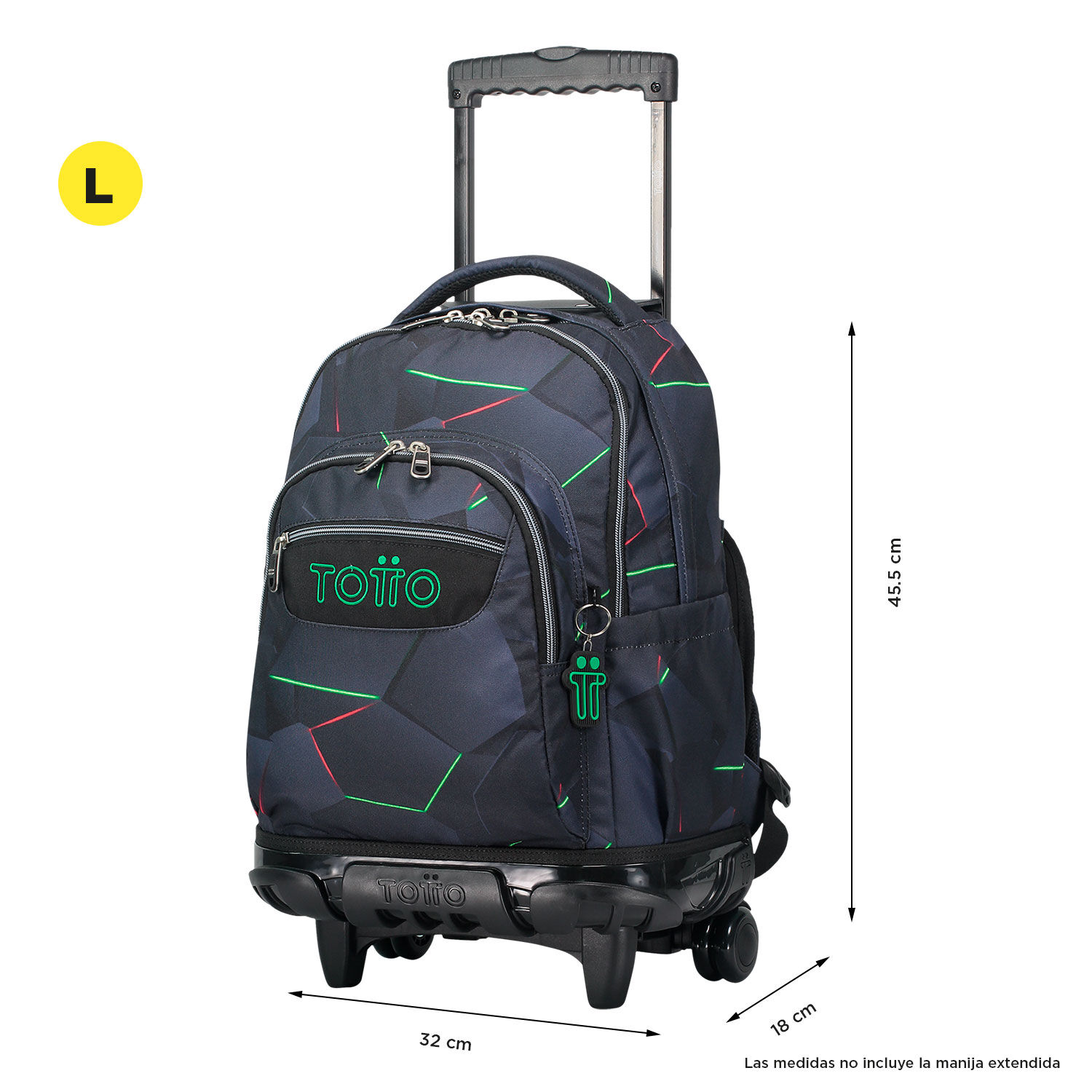 Mochila escolar con ruedas fractal Renglones Azul Totto.es