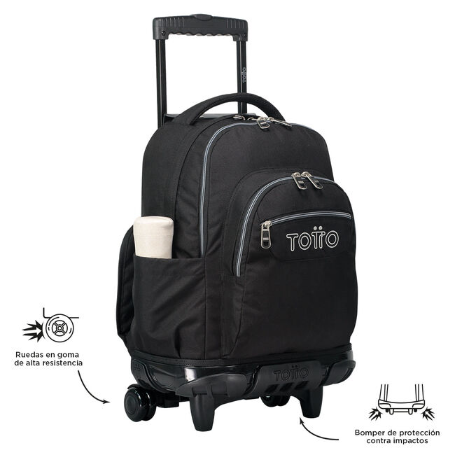 Mochila escolar con ruedas color negro - Renglones image number null