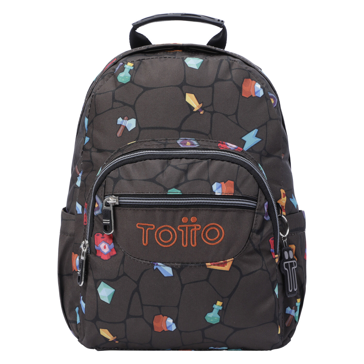 Mochila escolar estampado videojuego Tempera Negro Totto.es