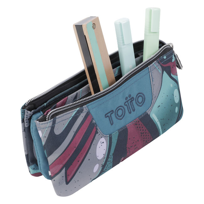 Estuche escolar tres compartimentos lienzo eco-friendly - Tablero image number null