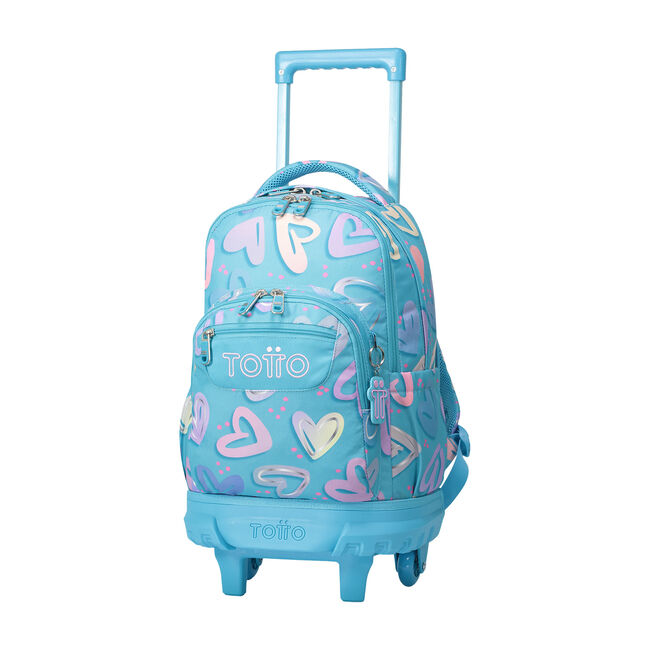 Mochila escolar pequeña ruedas corazones pintados - Resma image number null