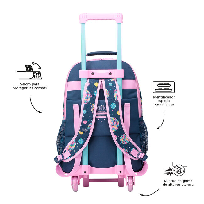 Mochila escolar con ruedas grande de dulces y piruletas - Sweet Candy image number null