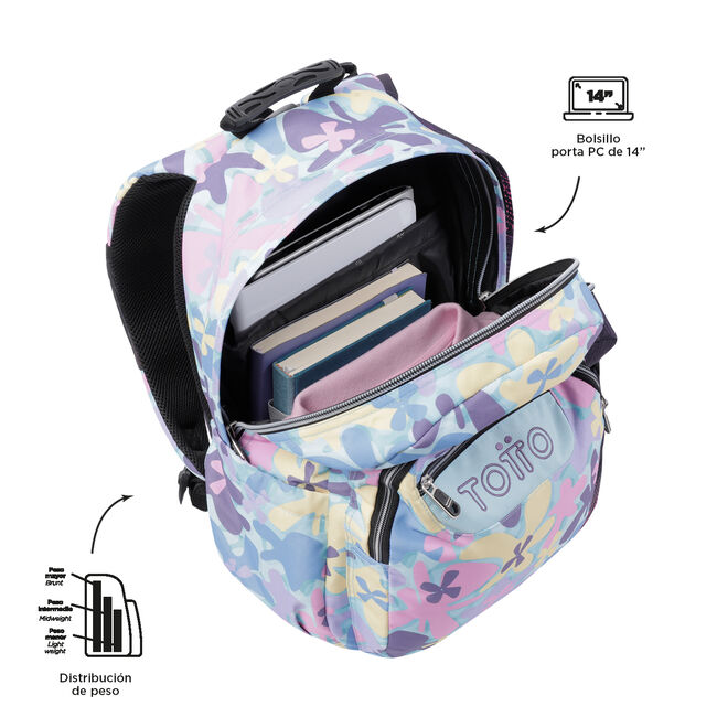 Mochila escolar adaptable a carro flores hawaianas - Acuareles image number null