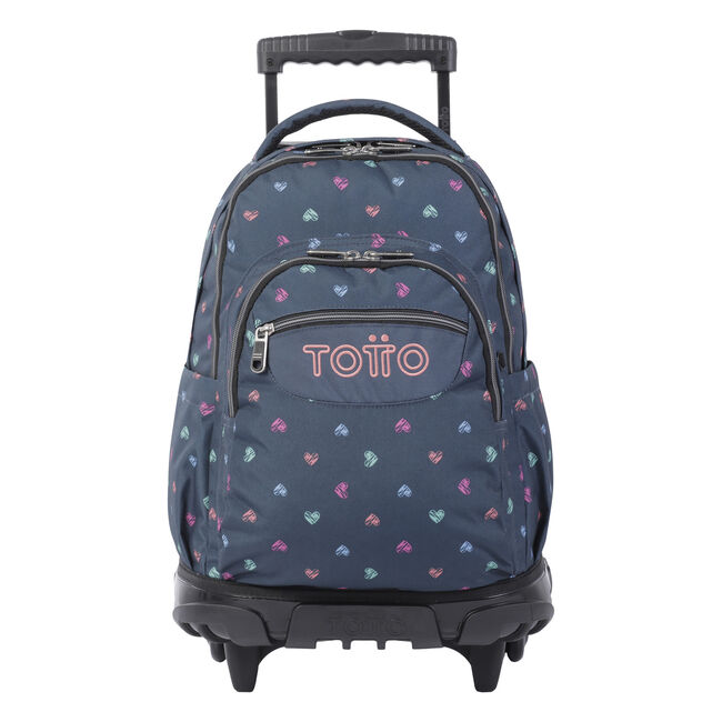 logo Impermeable Firmar Mochila escolar con ruedas estampado corazones - Renglones - Negro | Totto .es