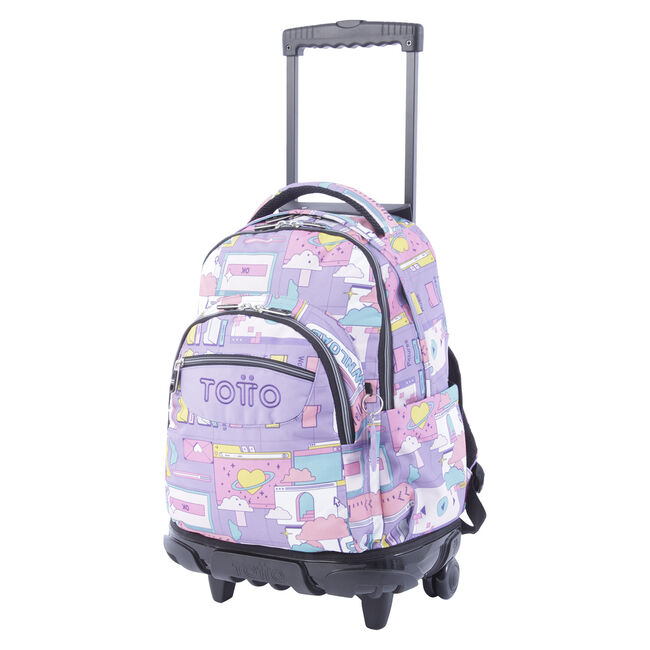 Mochila escolar con ruedas morado ciber - Renglones - Morado