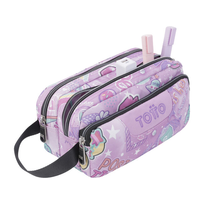 Estuche escolar tres compartimentos rosa positive world - Agapec image number null