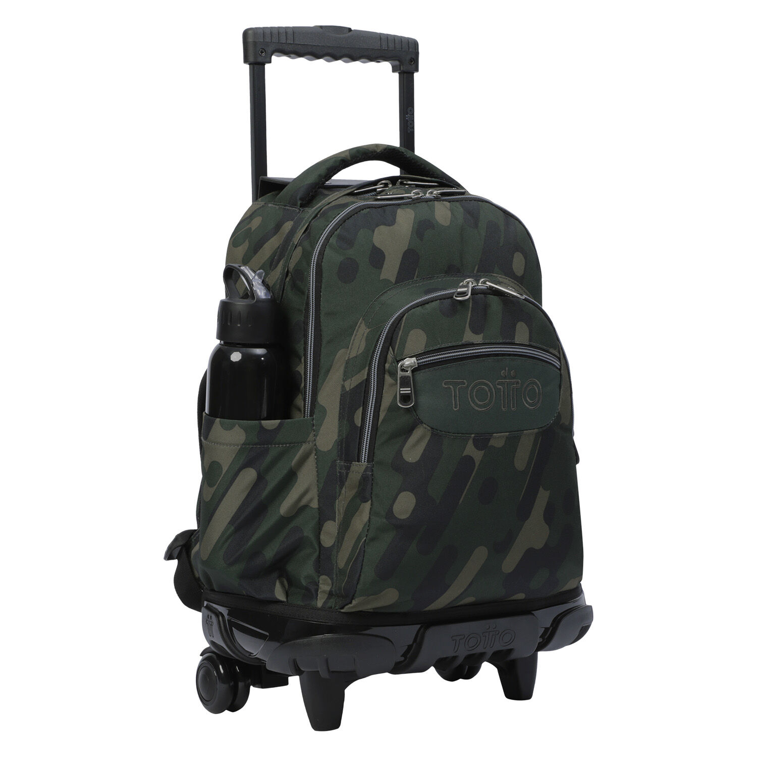 Mochila escolar con ruedas verde militar Renglones Verde