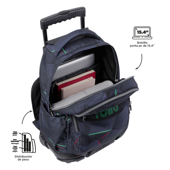 Mochila escolar con ruedas fractal - Renglones image number null
