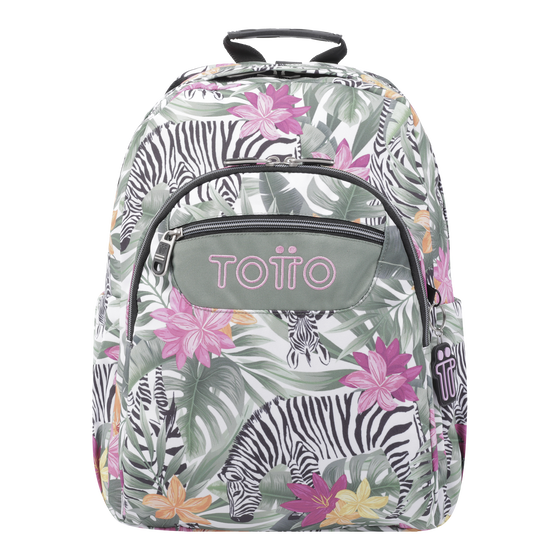 Mochila Acuareles Tropical Cebras Verde Totto.es