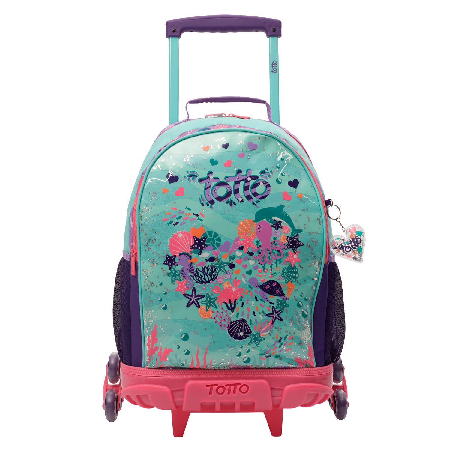 Mochila escolar con 3 ruedas Confetti Happy Morado Totto.es