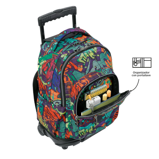 Mochila escolar con ruedas graffiti - Renglones image number null