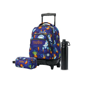 Pack Escolar Space Blue X3 | Mochila de ruedas + 2 accesorios