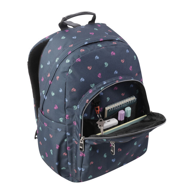 Mochila escolar adaptable a carro estampado corazones - Acuareles image number null