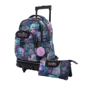 Kit escolar mochila de ruedas + estuche Kitten