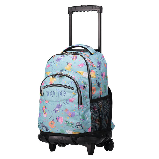 antiguo Aplaudir Poder Mochila escolar con ruedas azul y gatitos - Renglones - Azul | Totto.es