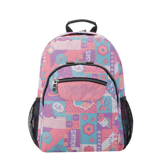 Mochila escolar adaptable a carro helados y frutas - Acuareles - Multicolor |