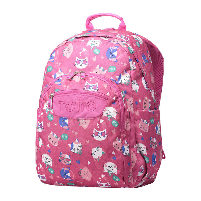Mochila escolar adaptable a carro rosa fiesta gatitos - Acuareles image number null