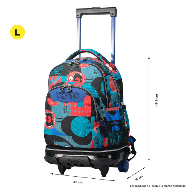 Mochila escolar ruedas desmontable cyber monstruos - Tiza image number null