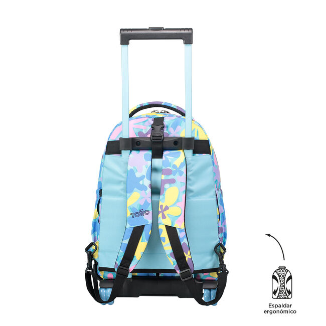Mochila escolar ruedas desmontable flores hawaianas - Tiza image number null