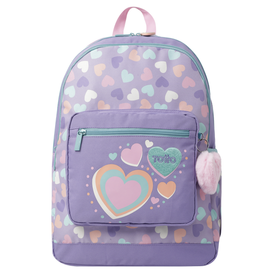Mochila escolar morado y corazones - Glony image number 1