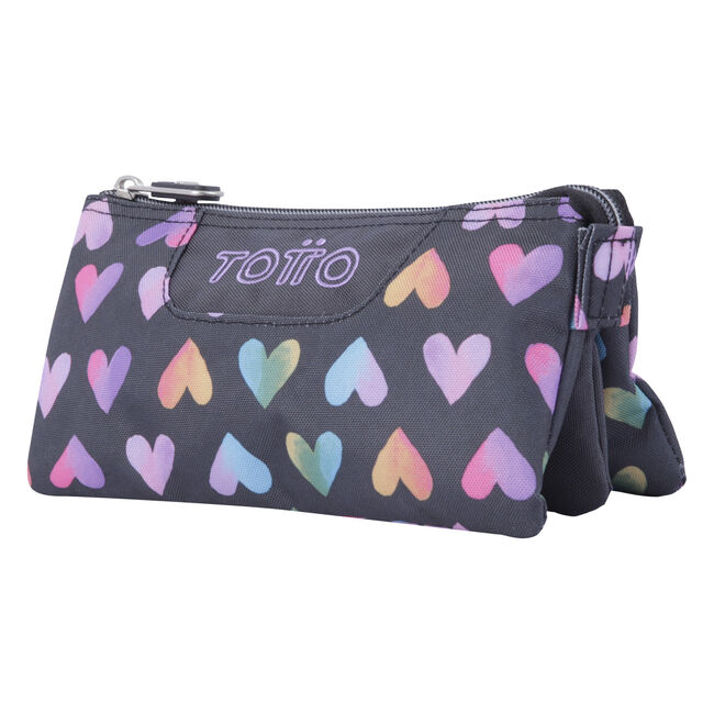 Estuche escolar tres corazones multicolor - - Multicolor | Totto.es