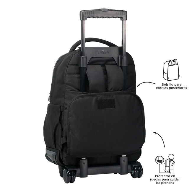 Mochila escolar con ruedas color negro - Renglones image number null