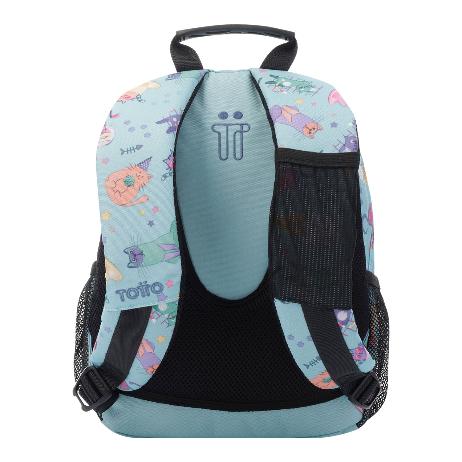 Mochila escolar azul y gatitos Tempera Azul Totto.es