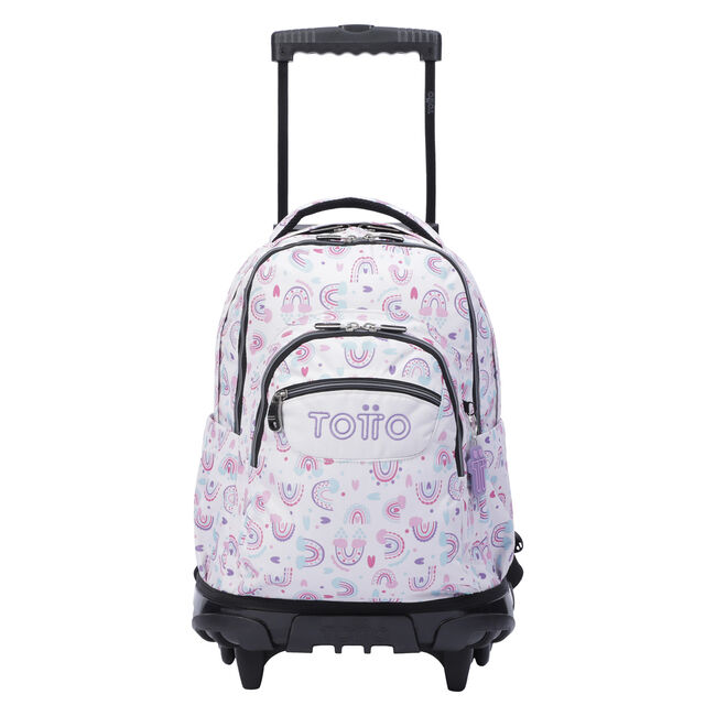 Mochila con ruedas blanco y arcoíris rosa - Renglones - Blanco |