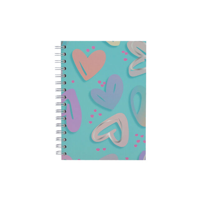Cuaderno A5 tapa forrada corazones pintados image number null