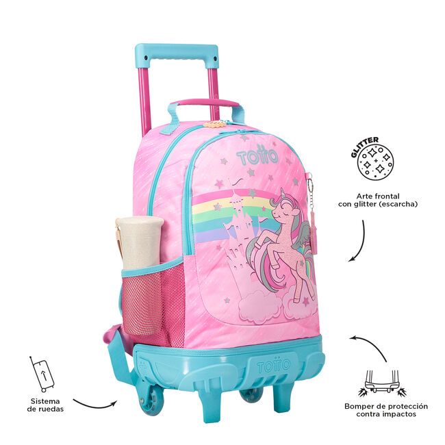 Encantada de conocerte animación peso Mochila escolar con ruedas mediana de fantasía y unicornio - Fantasy - ROSA  | Totto.es