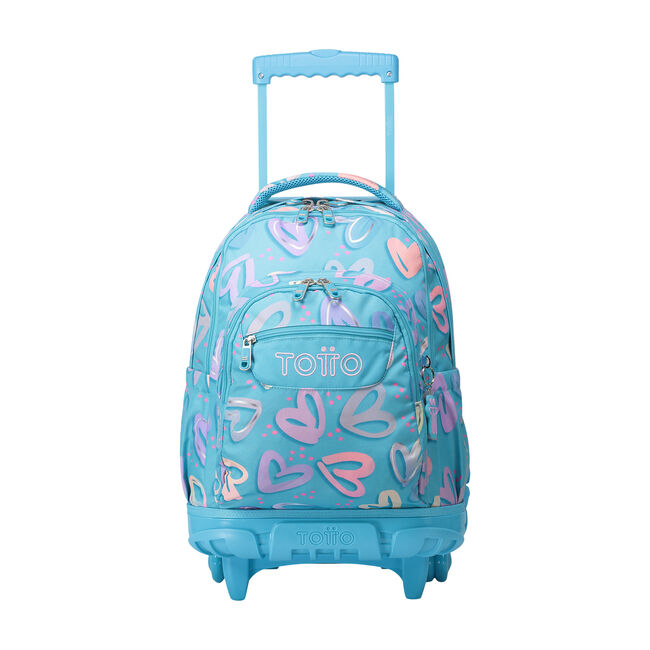 Mochila escolar con ruedas corazones pintados - Renglones