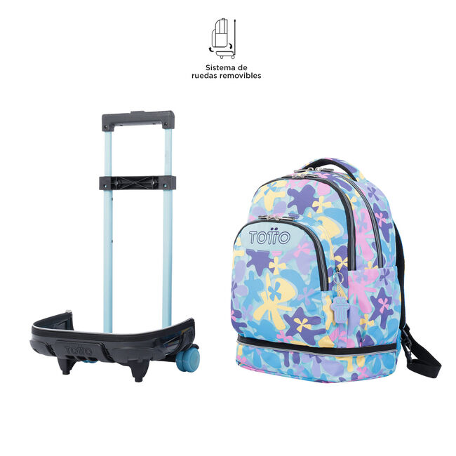 Mochila escolar ruedas desmontable flores hawaianas - Tiza image number null