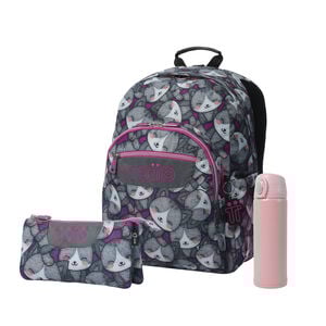 Pack Escolar Kitten Rose X3 | Mochila adaptable + 2 accesorios