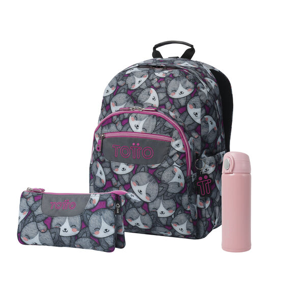 Pack Escolar Kitten Rose X3 | Mochila adaptable + 2 accesorios image number 1