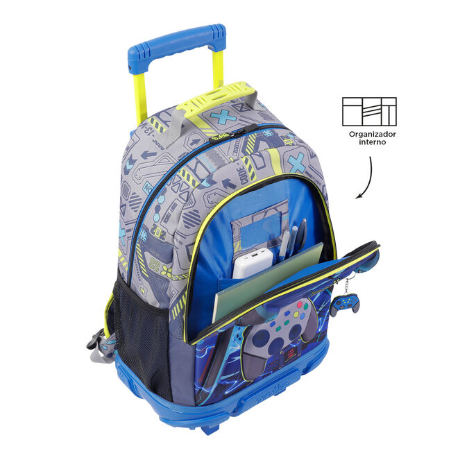 Mochila escolar con ruedas grande de videojuegos - Monark image number null