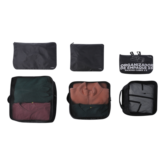 Organizador de viaje negro Packing Cube X6 Negro Totto.es