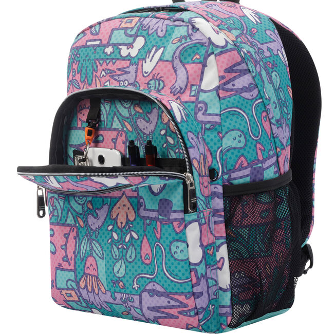 Mochila escolar adaptable a carro mundo fantasía - Acuareles image number null