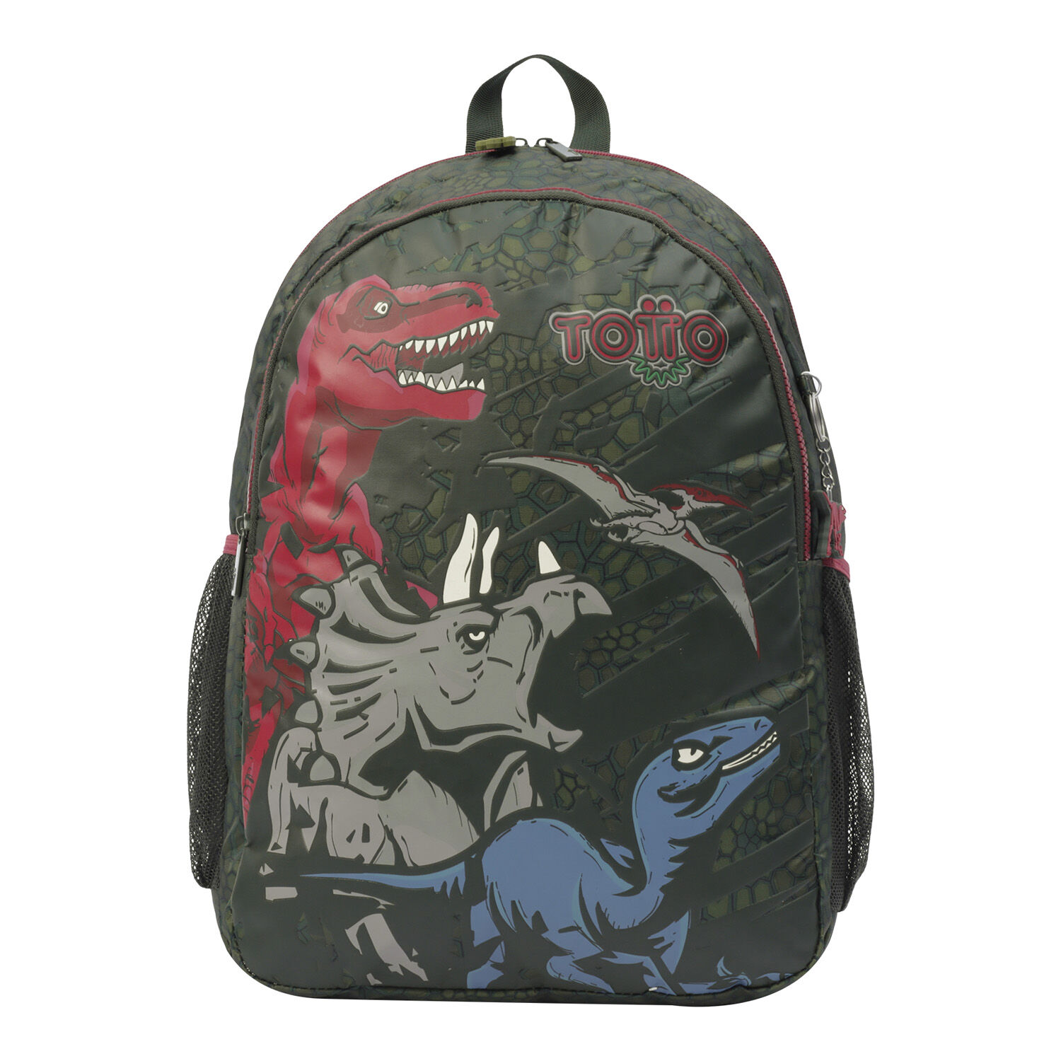 Mochila escolar grande T Rex Verde Totto.es
